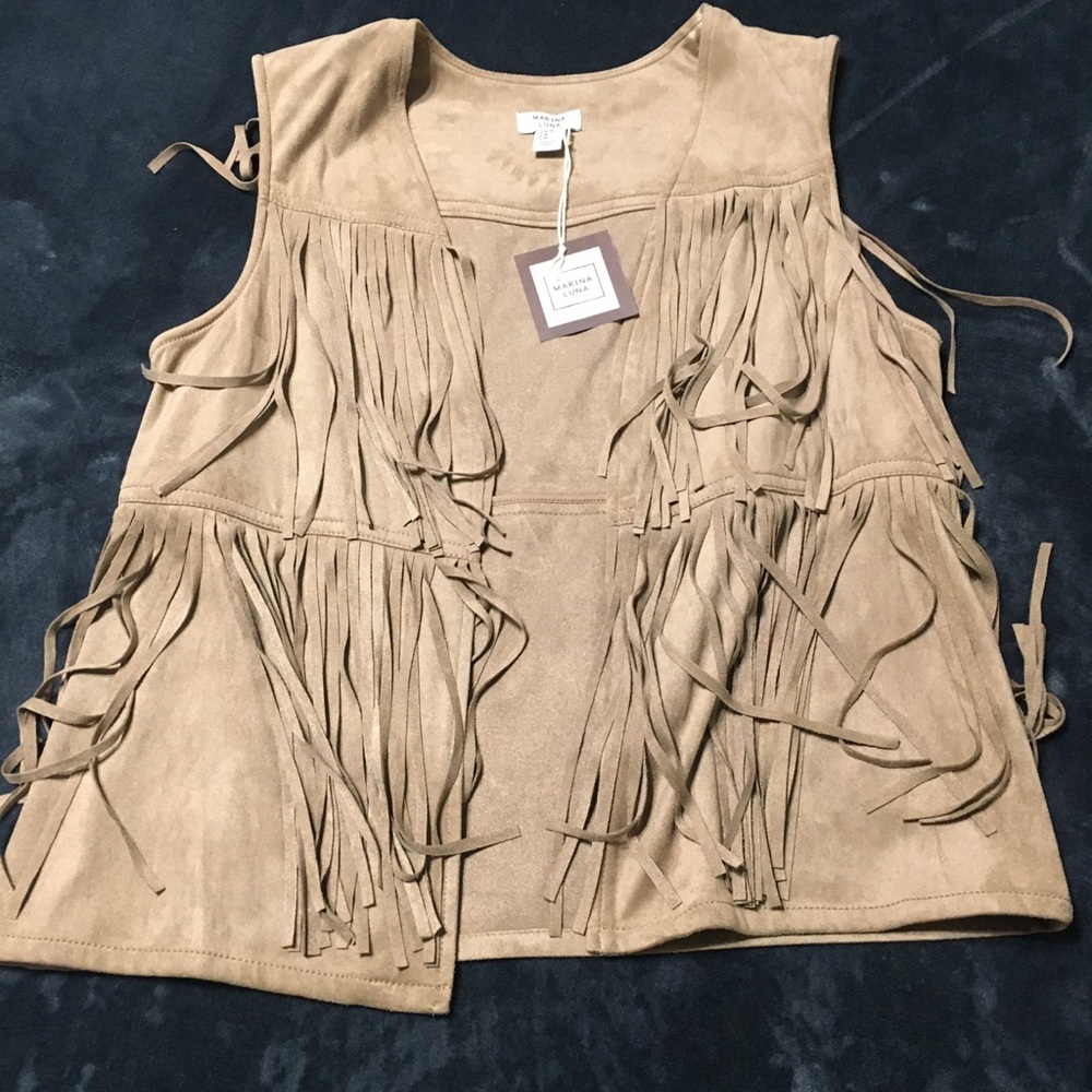 New with tags! Suede vest with fringe.